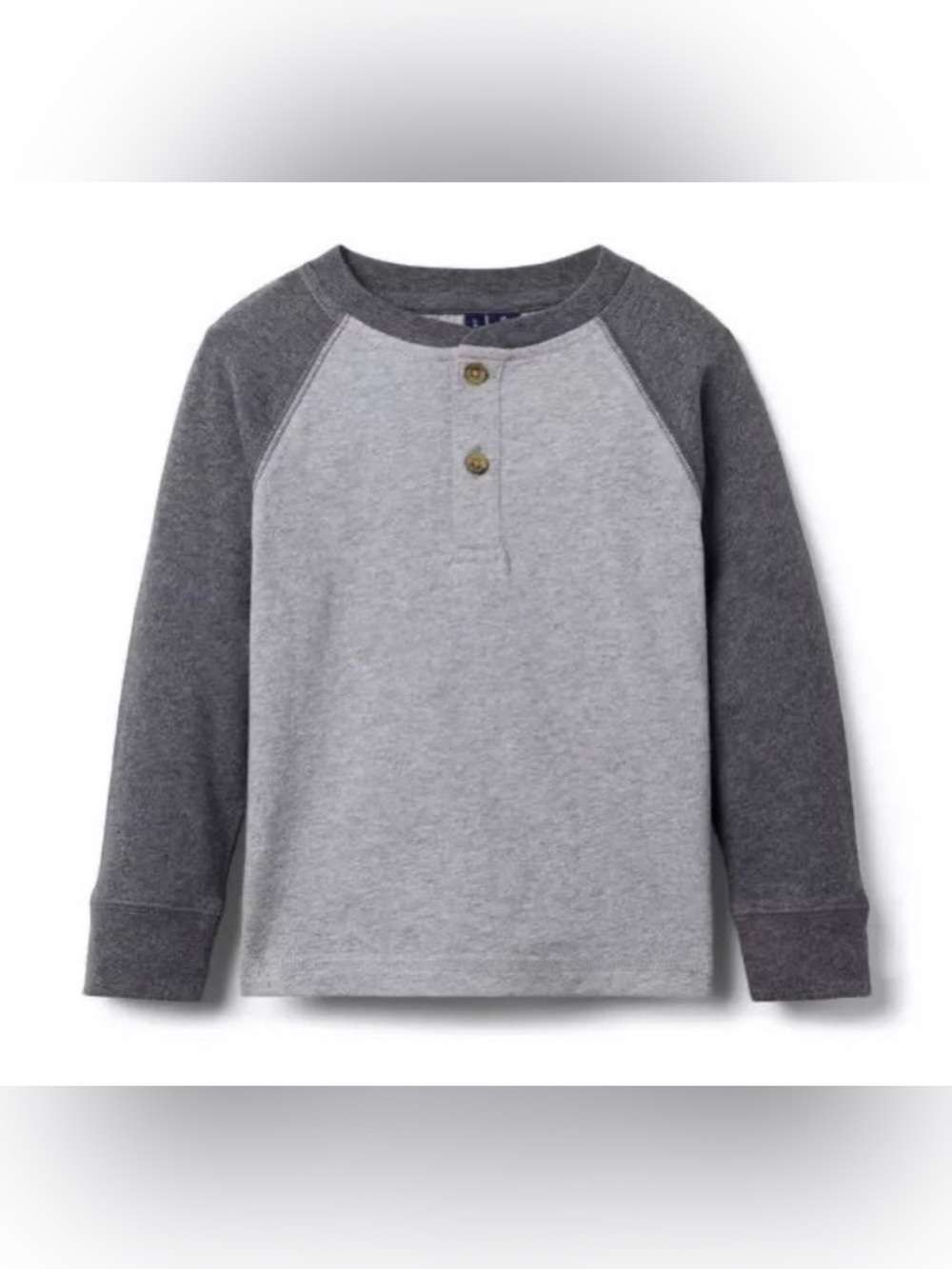 Janie and Jack Henley Boys' Gray Two-Tone Long-Sleeve Shirt